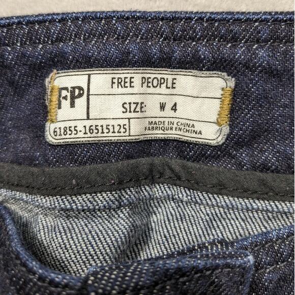 Free People Skirt Women's 4 Mini Denim Dark Boho Button Preppy Academia Y2K EUC - Picture 11 of 12